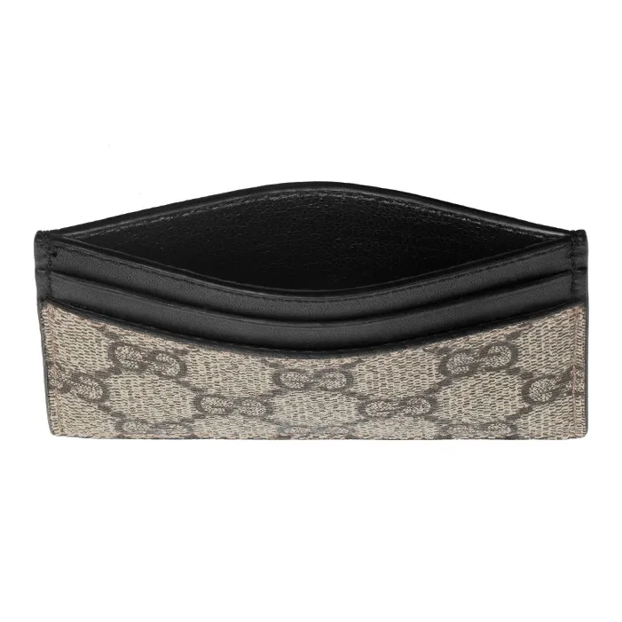 GUCCI Canvas With Leather Trim Card Clip Card Holder Men's Ebony/Black-4