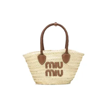 MIU MIU Raffia Handbag Mini Women's Beige
