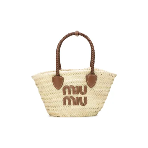 MIU MIU Raffia Handbag Mini Women's Beige