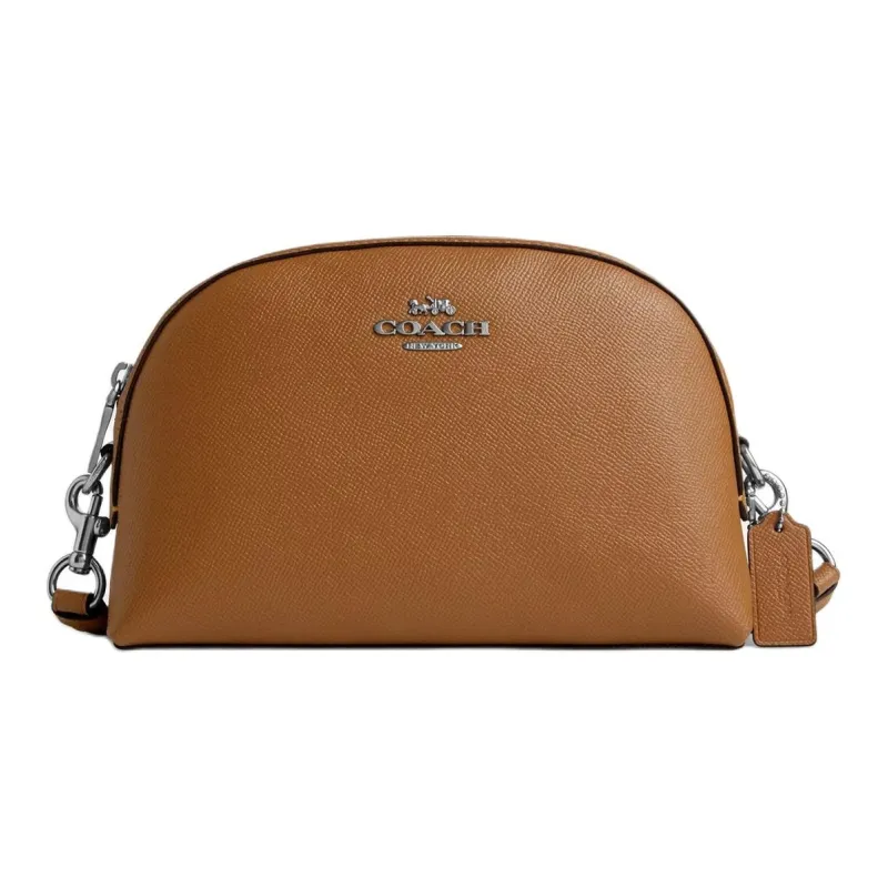 COACH Leather Shoulder Bag, Crossbody Bag Medium Size Women's Silver & Light-0
