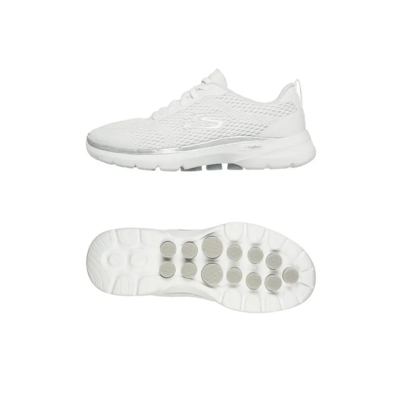 Skechers Go Walk 6  Bold Vision Cushioning Anti Slip And Wear Resistant Low Top Casual Shoes Women's White-4