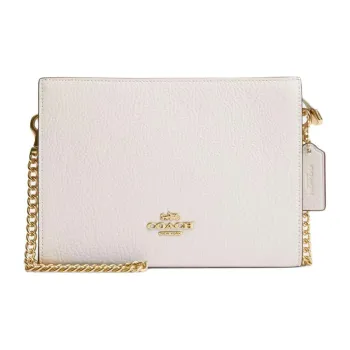 COACH Crossbody Leather Shoulder Bag Crossbody Bag Small Size Women's Gold & Chalk White