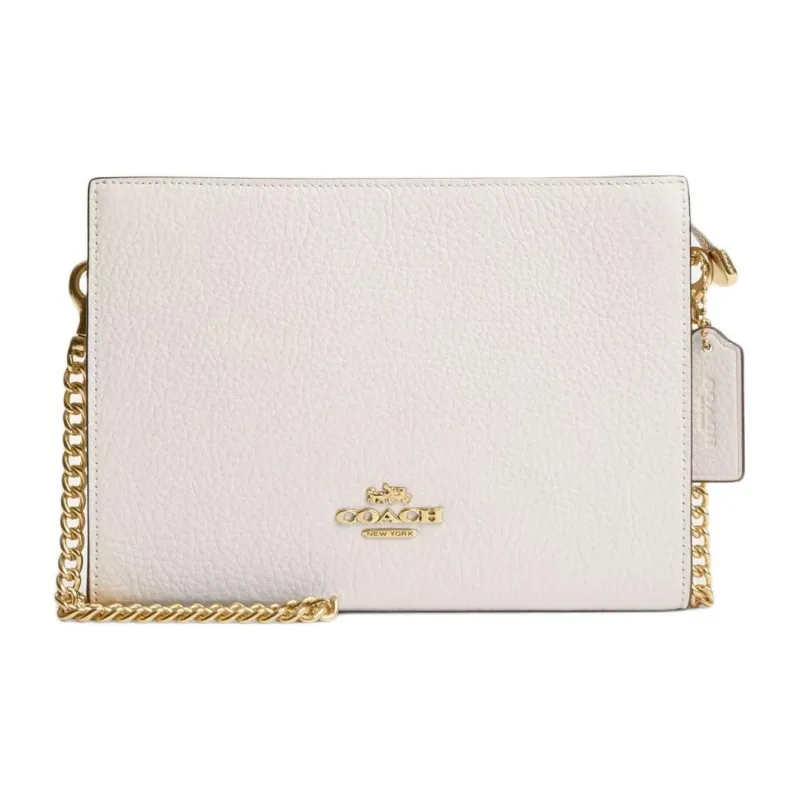 COACH Leather Shoulder Bag, Crossbody Bag Trumpets Women's Gold & Chalk White-0