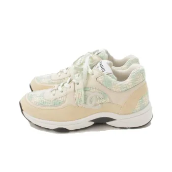 CHANEL Low Top Sports Casual Shoes Women's Beige Blue