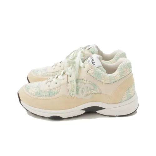 CHANEL Casual Shoes Women's Low-Top Beige/Blue