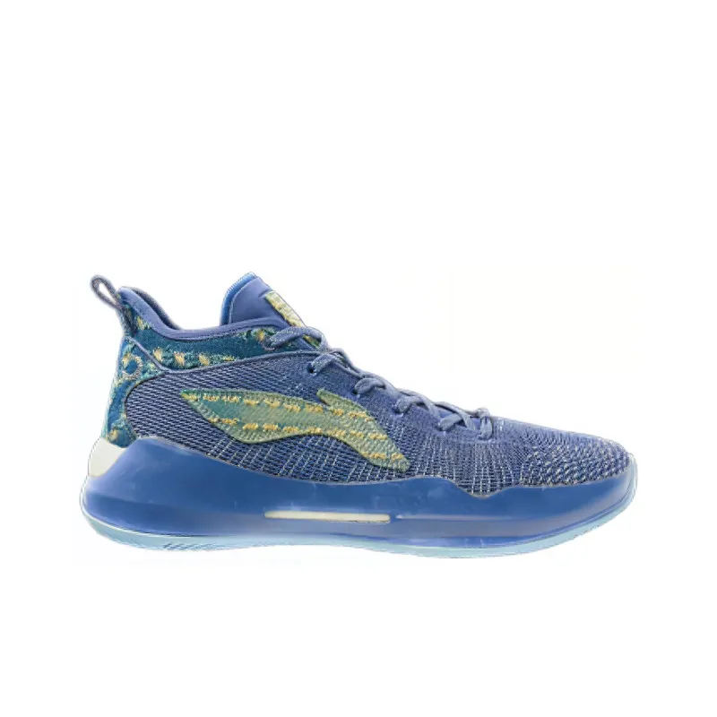LiNing YuShuai 13 Boom Cushioning Anti Slip And Wear Resistant Coverage Support Mid Top Basketball Shoes Men's Blue-1