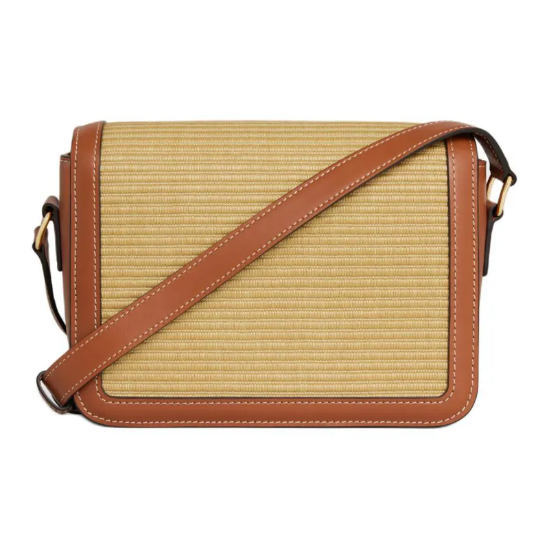 CELINE Plant Material Effect With Fabric And Cow Leather Shoulder Bag, Crossbody Bag Women's Natural & Tan-2