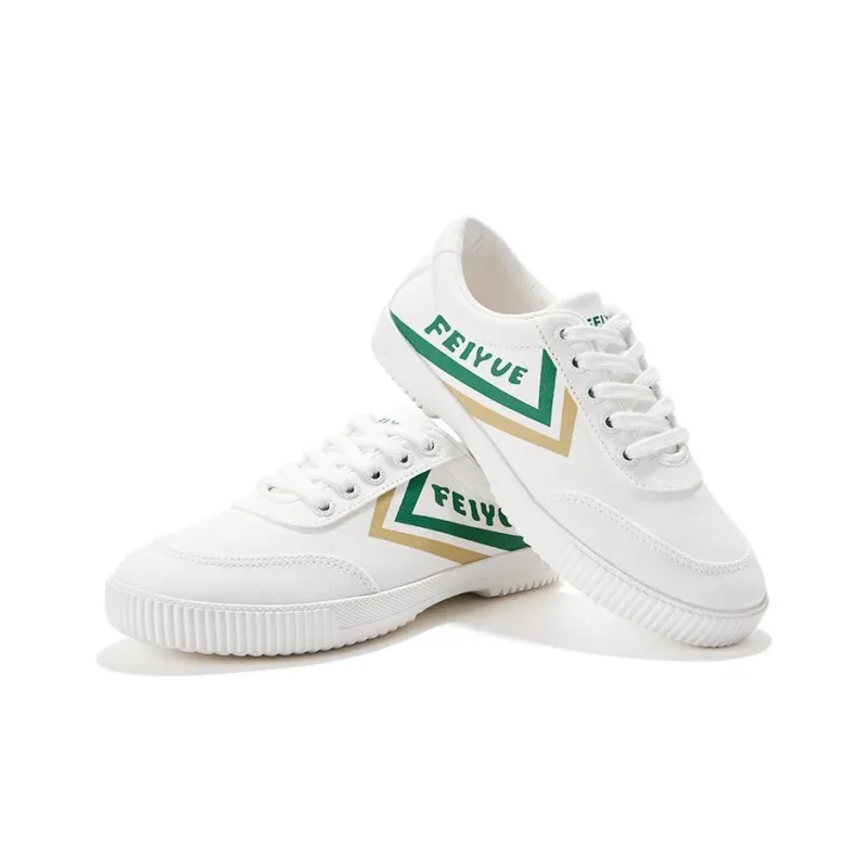 Feiyue Wear resistant And Lightweight Low Top Canvas Shoes Unisex White Yellow Green-4
