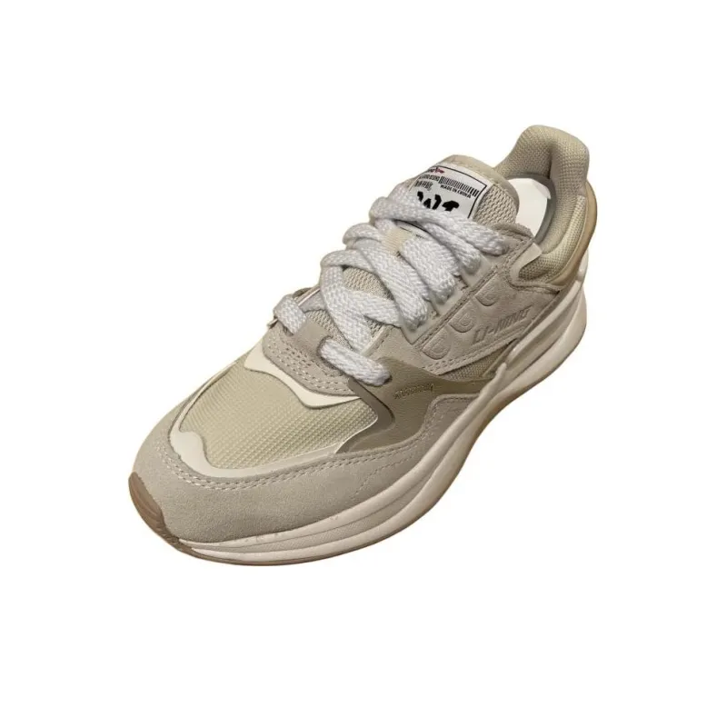 LiNing 001 Innocence V2 Platform Height Increasing Cushioning Wear Resistant Low Top Casual Shoes Women's Brown White-3