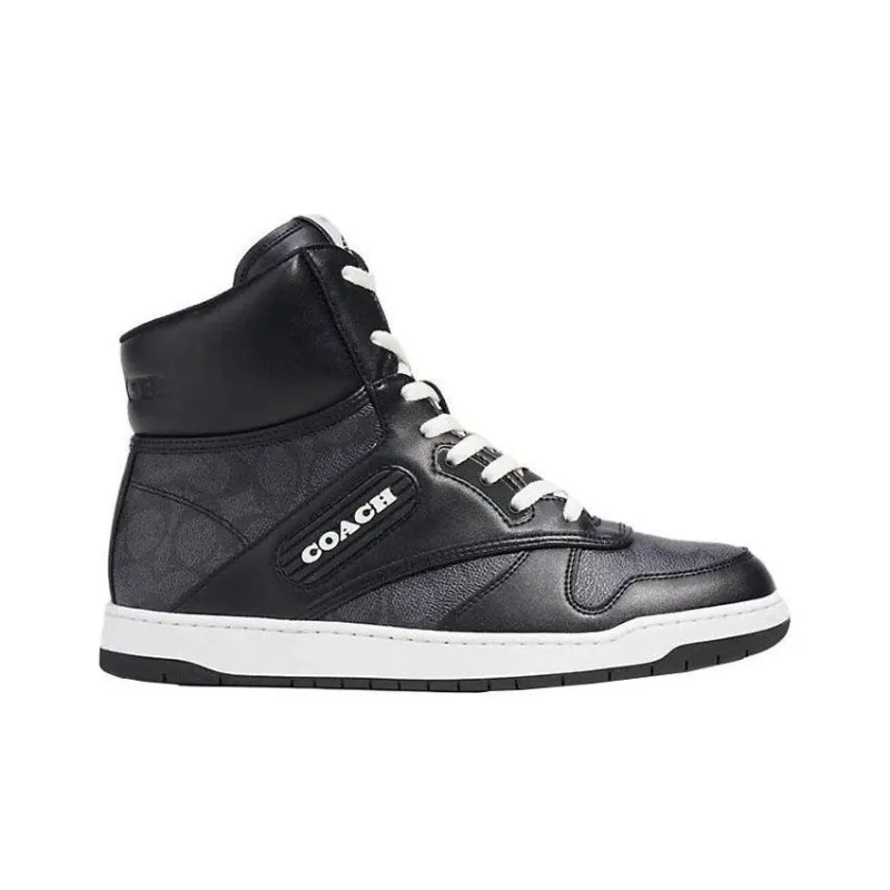 COACH C202 Anti Slip Wear Resistant High Top Skateboard Shoes Men's Black-1