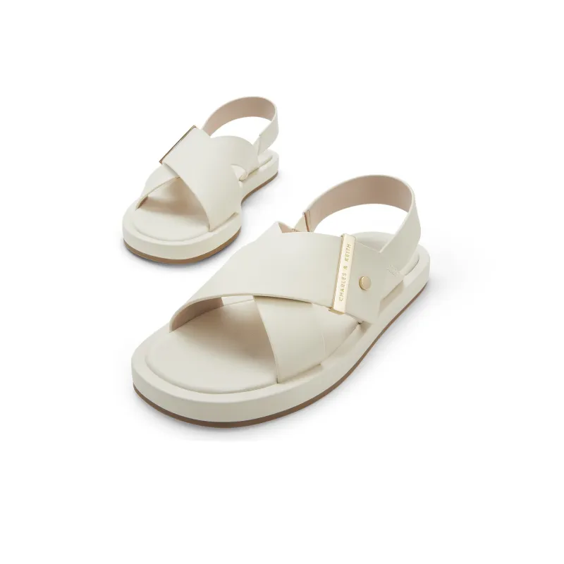 CHARLES&KEITH Small Ck One Strap Sandals 2cm Women's Chalk White/Black-2