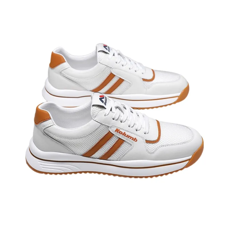 KOLUMB Wear resistant And Lightweight Low Top Casual Shoes Men's White Yellow-5