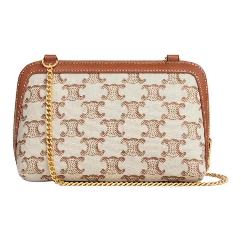 CELINE Calfskin One Shoulder Clutch Women's White-2