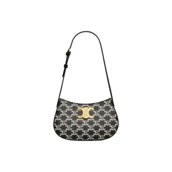 CELINE Cow Leather Binding Handbag, Shoulder Bag Women's Black