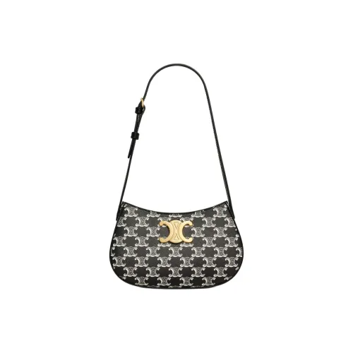 CELINE Cow Leather Binding Handbag, Shoulder Bag Women's Black