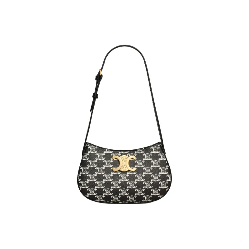 CELINE Cow Leather Binding Handbag, Shoulder Bag Women's Black-0