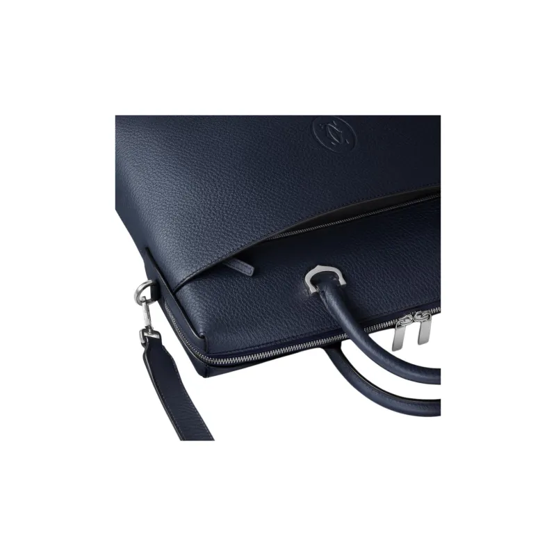 CARTIER Must De Cartier Cow Leather Briefcase Shoulder Bag Crossbody Bag Handbag Small Size Unisex Navy-3