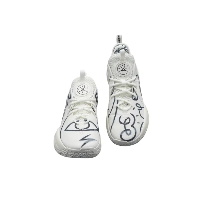 DFT x LiNing All City 9 V1.5 Durable Breathable Low Top Basketball Shoes Men's Beige White Black-4