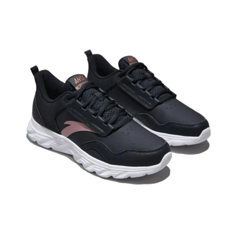 Anta Running Collection Cushioned Anti Slip Wear Resistant And Water Resistant Low Top Running Shoes Women's Black-3