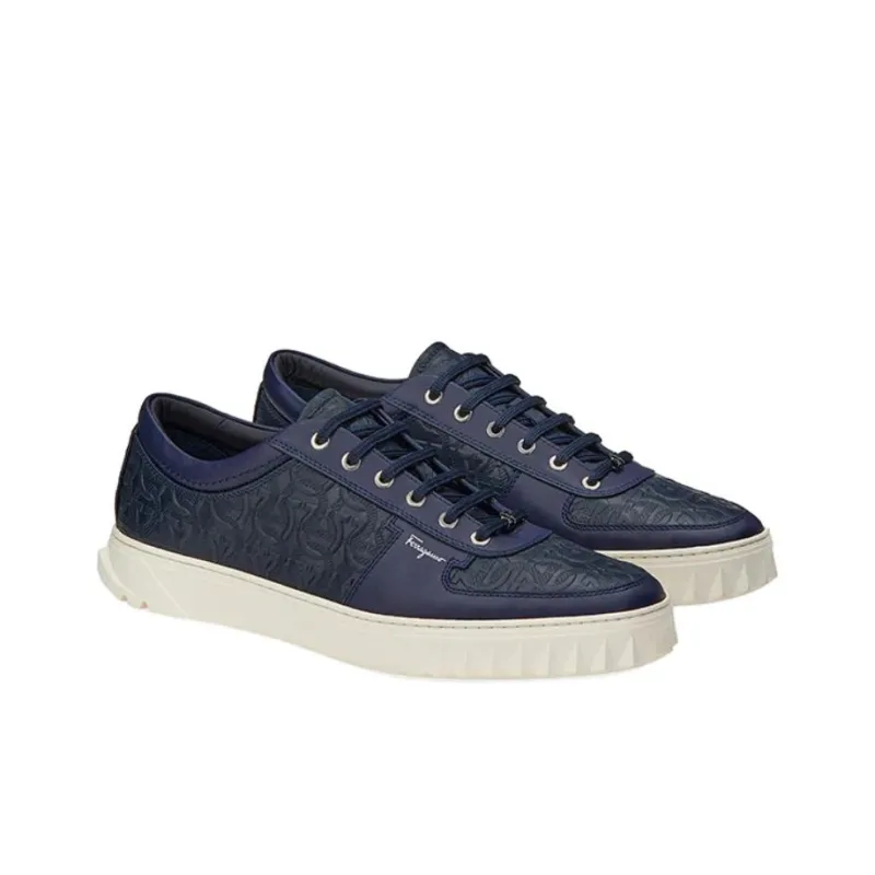 FERRAGAMO Low Top Stylish Skateboarding Shoes Men's Blue-2