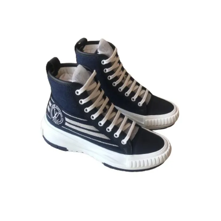 LOUIS VUITTON Squad High Top Casual Shoes Women's Dark Blue-2