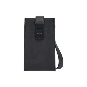 FERRAGAMO Stamped Calfskin Shoulder Bag Crossbody Bag Men's Black