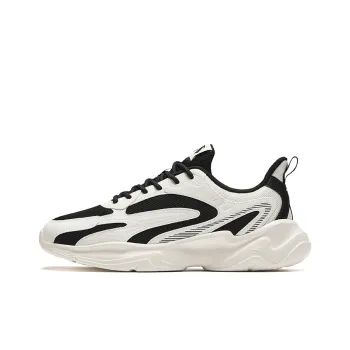 Anta Irregular Shape Cushioned Slip-Resistant Low-Top Casual Shoes Men's Black White
