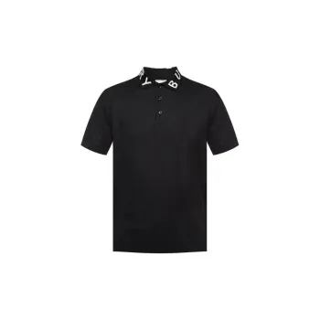 Burberry Men Ryland Collar Logo Polo Black
