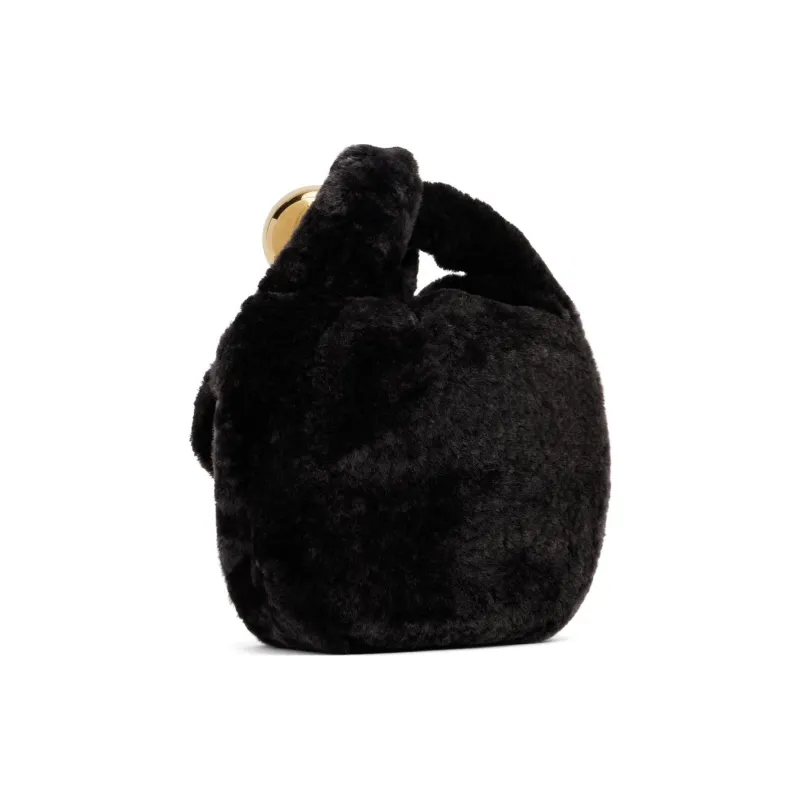 JIL SANDER Sheared Wool Clutch Small Size Women's Black-2