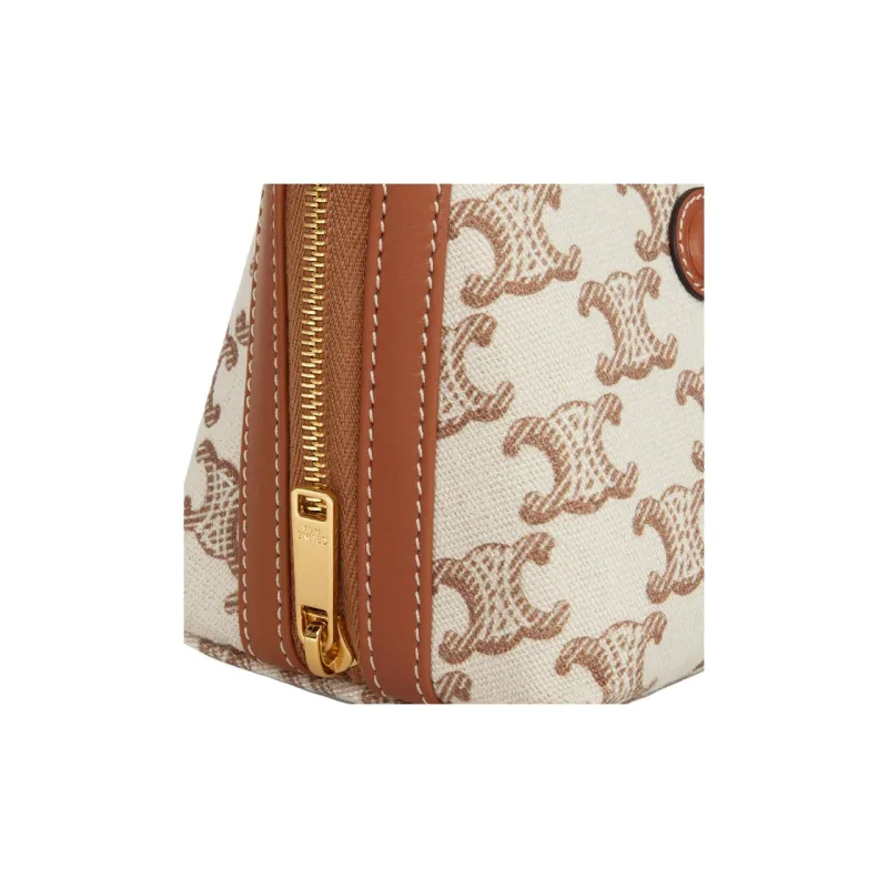 CELINE Calfskin One Shoulder Clutch Women's White-4