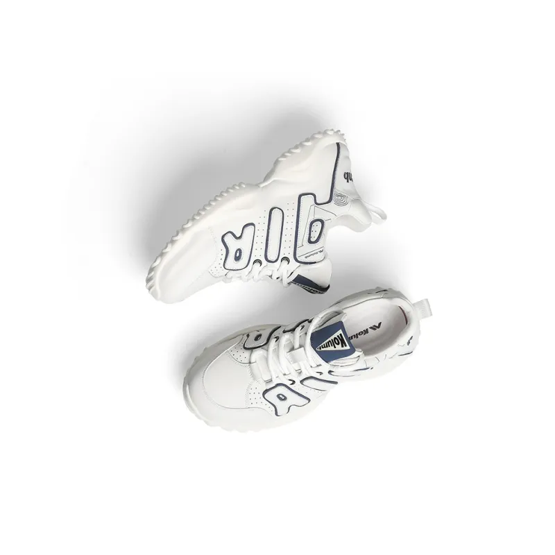 KOLUMB Cushioning, Wear Resistant Low Top Chunky Sneakers Men's White Blue-3
