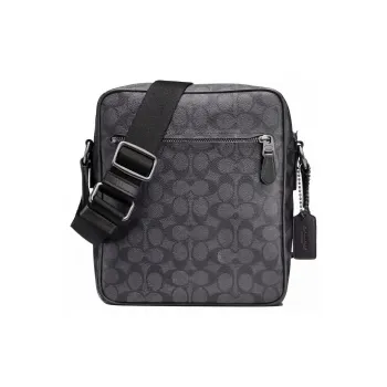 COACH Metropolitan Coated Canvas Messenger Bag Shoulder Bag Crossbody Bag Large Size Unisex Black