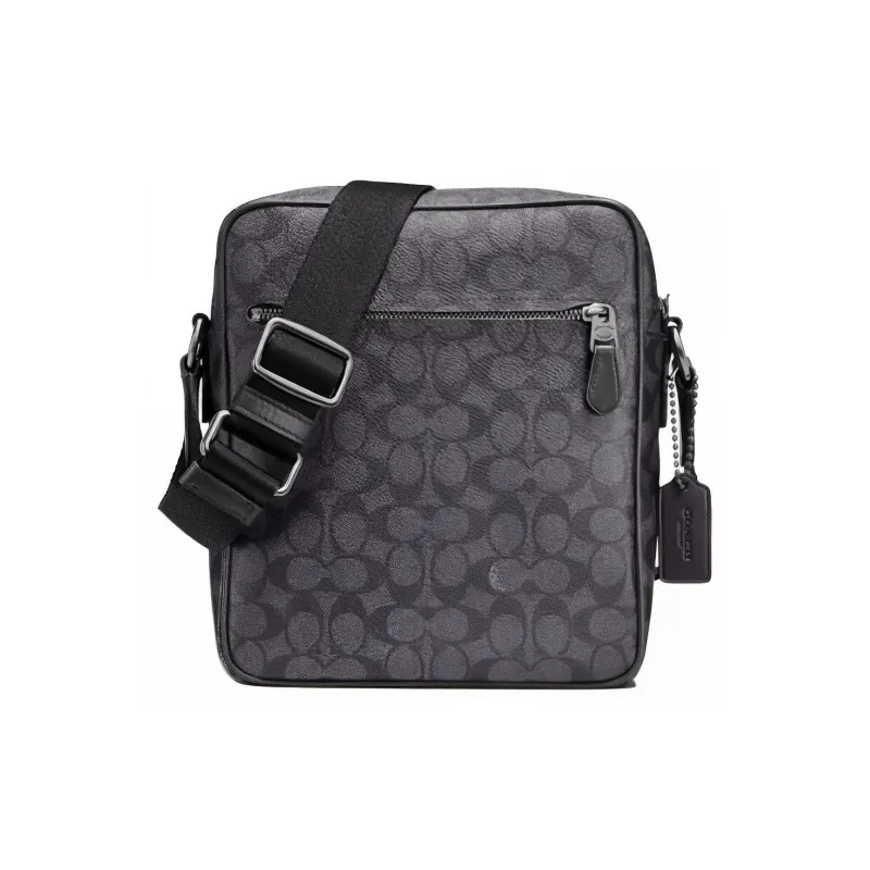 COACH Metropolitan Coated Canvas Messenger Bag Shoulder Bag Crossbody Bag Large Size Unisex Black-0
