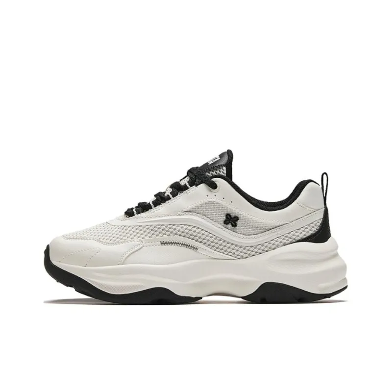 Anta White Thistle Height Increasing Breathable Low Top Casual Shoes Women's White Black-0