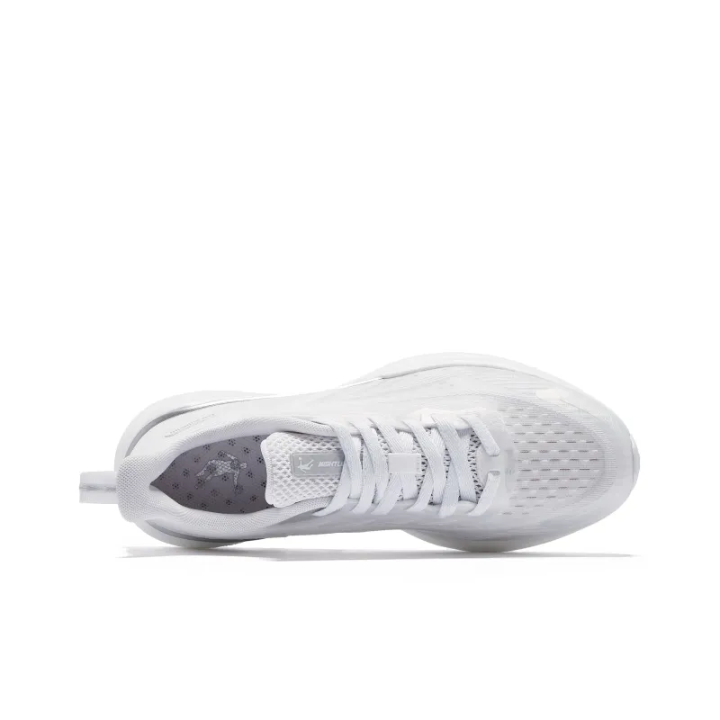 QIAODAN Flying Shadow Team1.0 Cushioning Slip Resistant Low Top Long Distance Running Shoes Men's White Silver-3