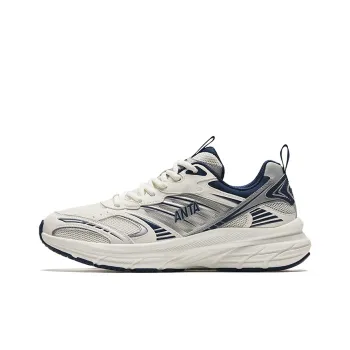 Anta Cushioning, Slip Resistant, Breathable, Height Increasing Low Top Casual Running Shoes Men's White Silver Blue