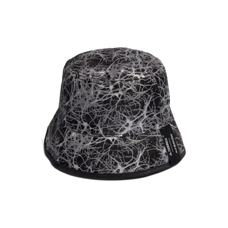 Adidas Recycled Polyester Check Fabric Bucket Hats Unisex Gray Black-0