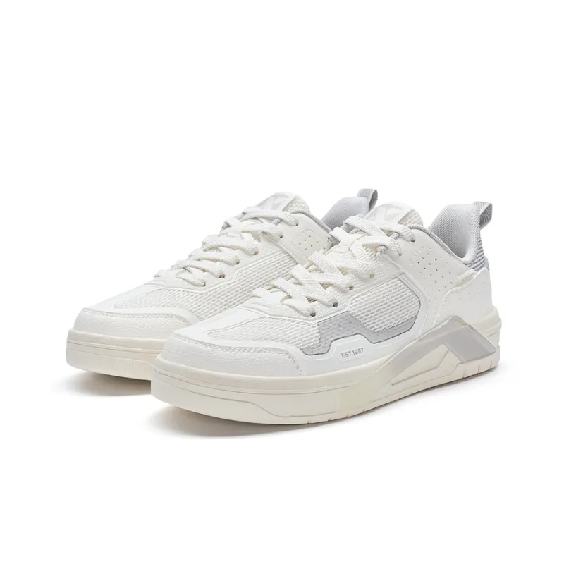 XTEP Slip-Resistant Cushioning Wear-Resistant Low-Top Skateboard Shoes Women's Gray White-4