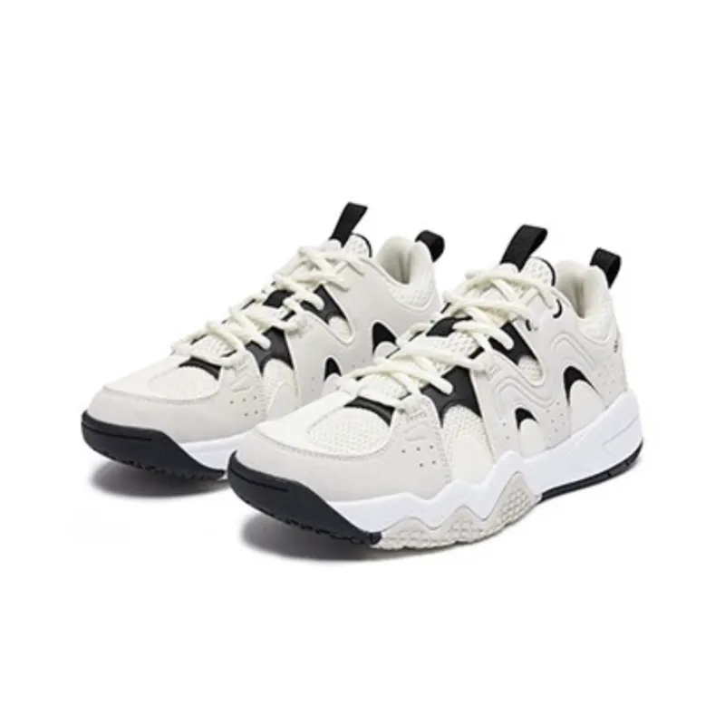 QIAODAN Anti Slip Wear Resistant Mid Top Basketball Shoes Women's White-2