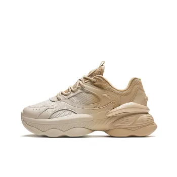 Anta Nut Height Increasing Low Top Casual Shoes Women's White Wood Color