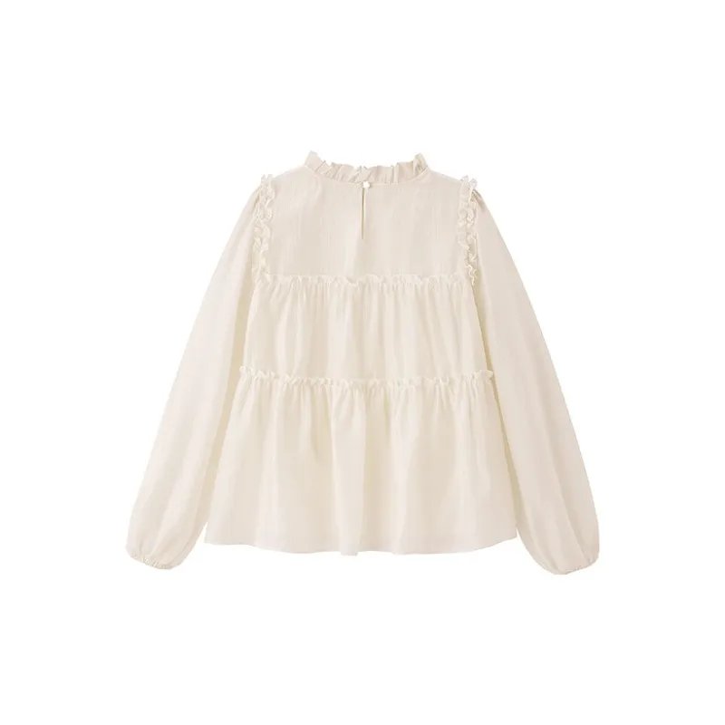 LEDIN Chiffon Shirt Women's Beige Yellow-1