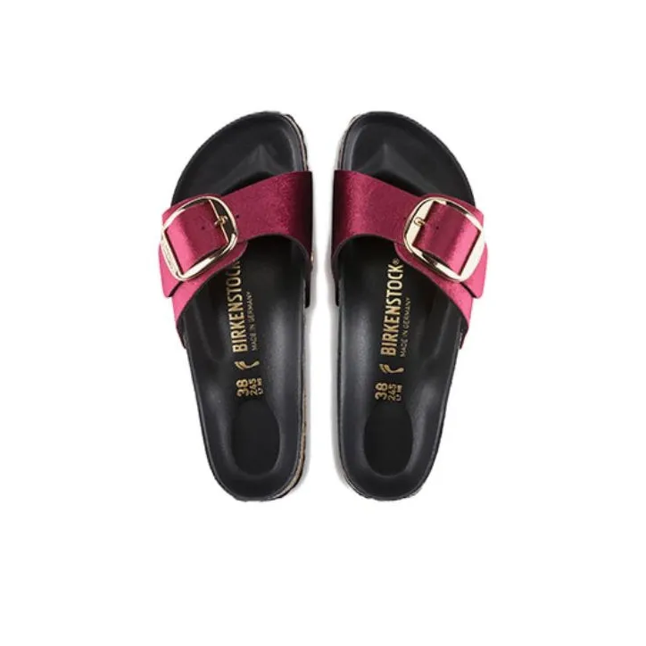 Birkenstock Madrid Big Buckle Slide Slippers Women's Red Narrow Fit-4