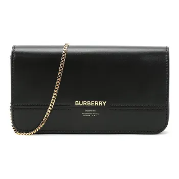 Burberry Cow Leather Clutches Crossbody Bags Shoulder Bags Women's Black