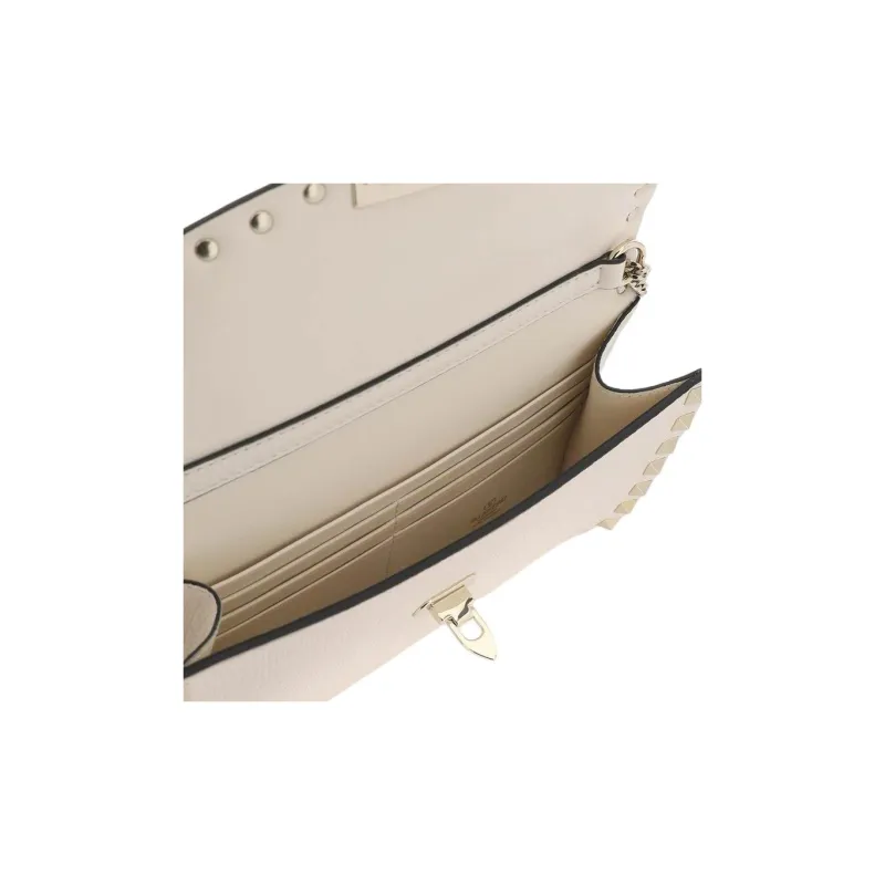 Valentino ROCKSTUD Grain Calfskin Shoulder Bag, Crossbody Bag, Wallet Women's White-3