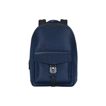 MONTBLANC Leather Backpack Men's Ink Blue