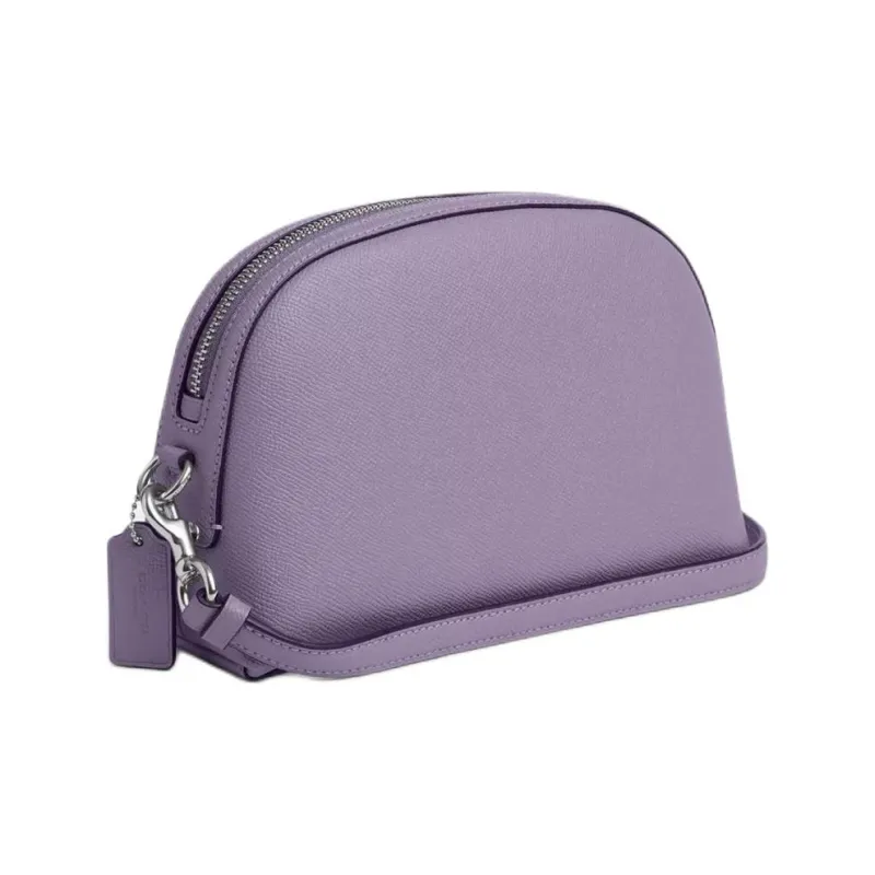 COACH Leather Saddle Bag, Shoulder Bag, Crossbody Bag Medium Size Women's Silver & Light Purple-1