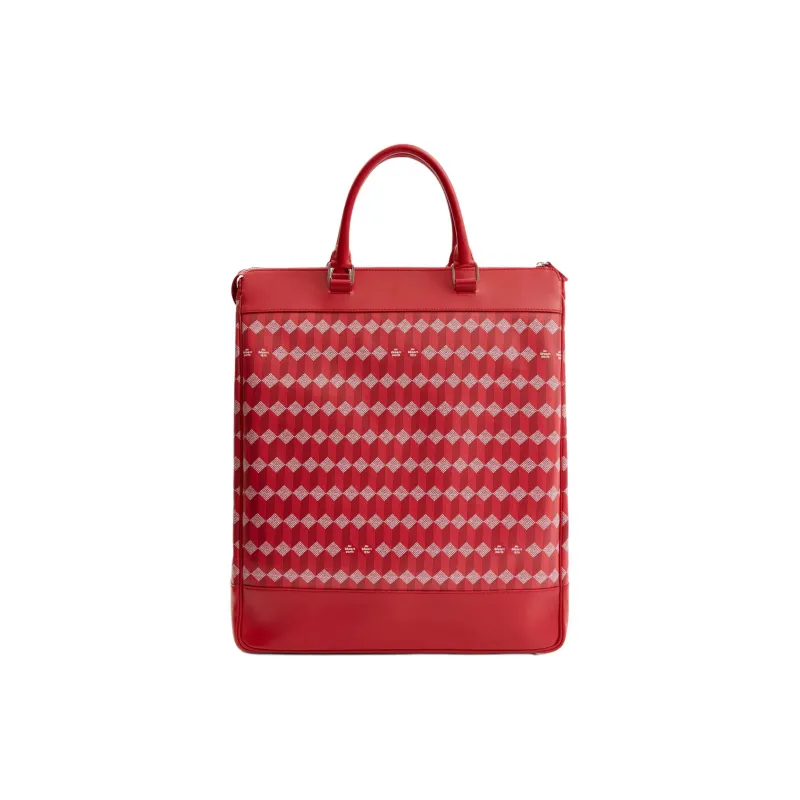AU DEPART Coated Cotton Canvas One Shoulder Handbags Large Size Women's Red-2