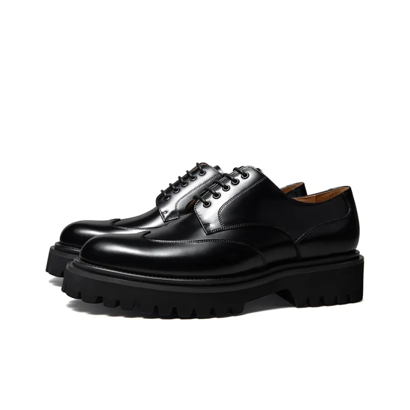 THOM WILLS Business Commute Calfskin Derby Shoes Casual Shoes Men's Black-1