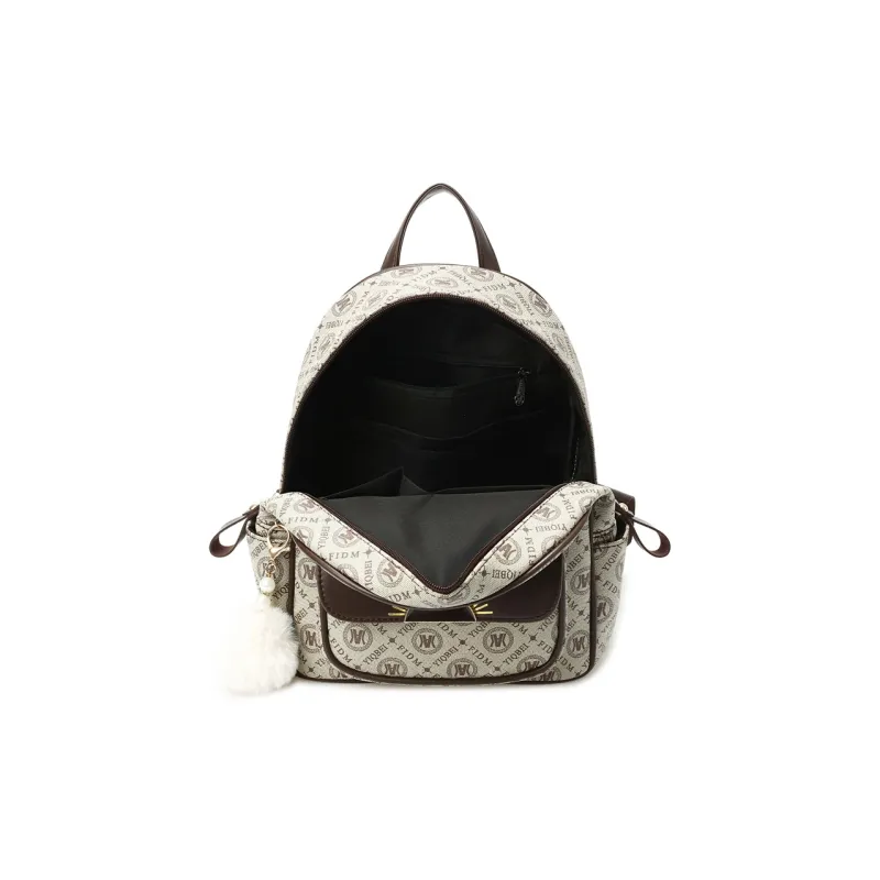 Weymond PVC Vintage Pattern Travel Bag Backpack Women's Coffee/Earth Yellow/Khaki-2