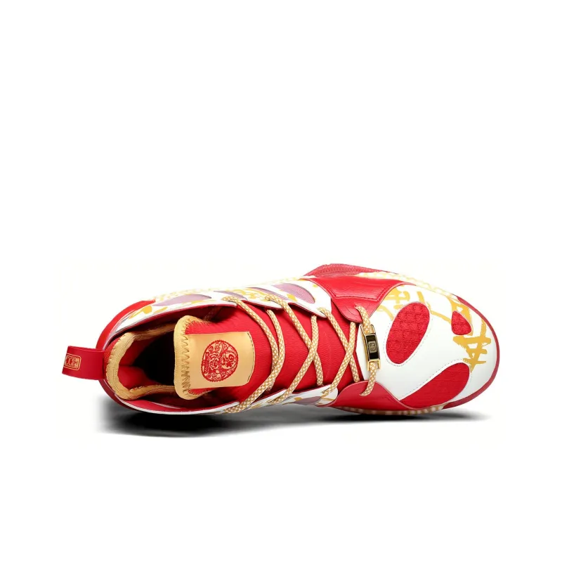 IVERSON Basketball Shoes Unisex High Top Red White-2